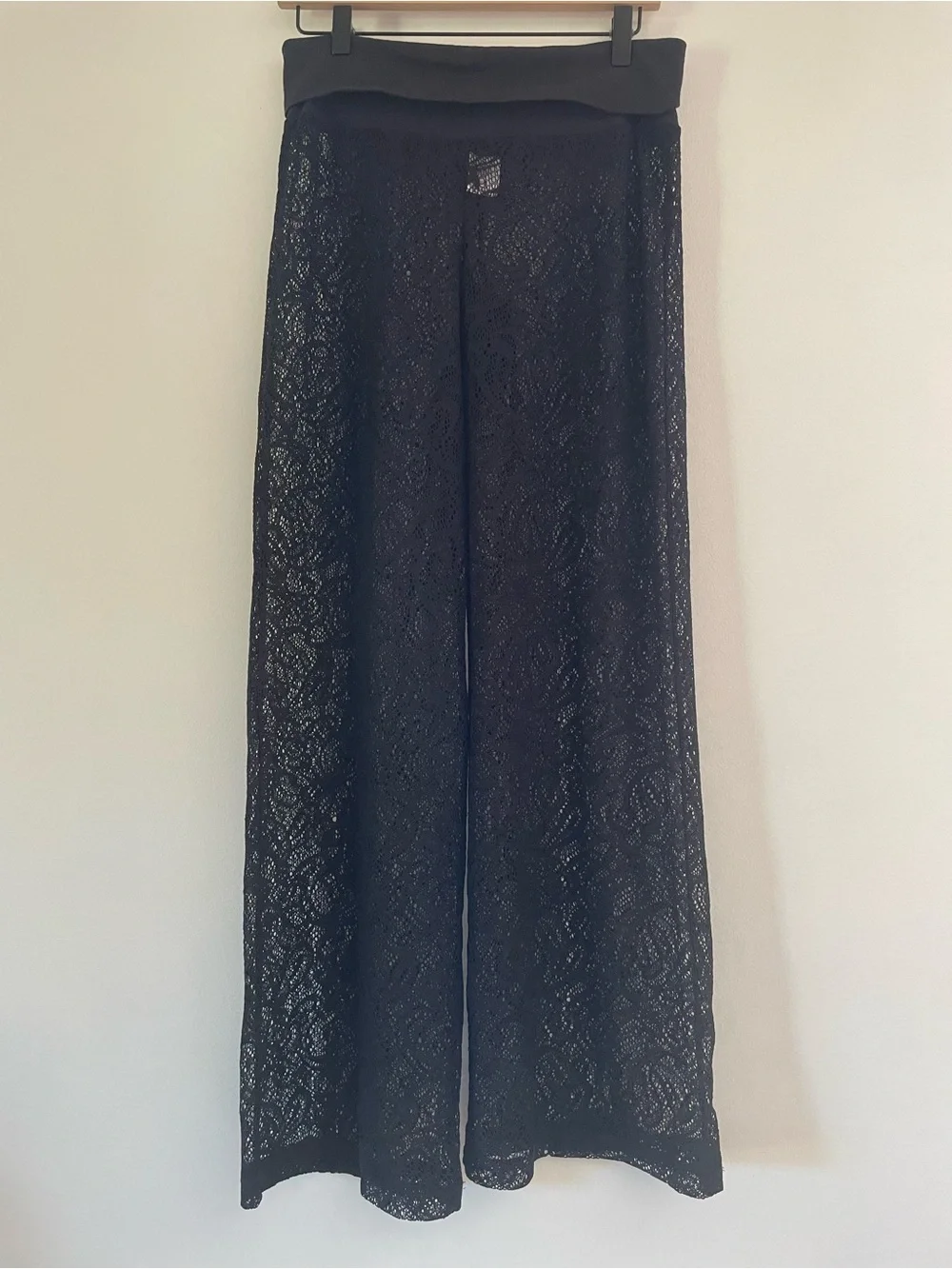 NEW Lace Wide-Leg Pants Swim Cover Black Women’s Medium